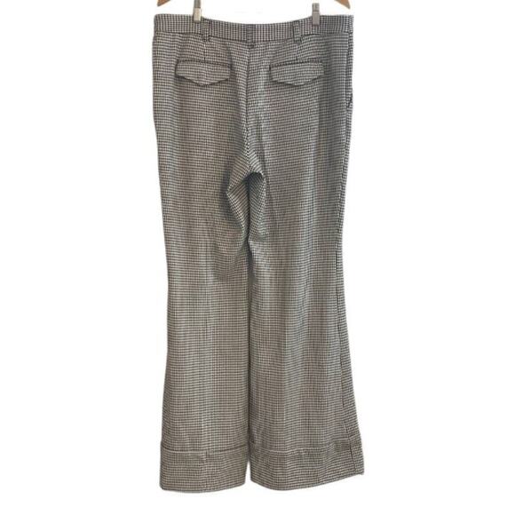 Maeve by Athropologie Houndstooth Wide Leg Flat Front Cuffed Trouser Size 14 NWT - Picture 4 of 9